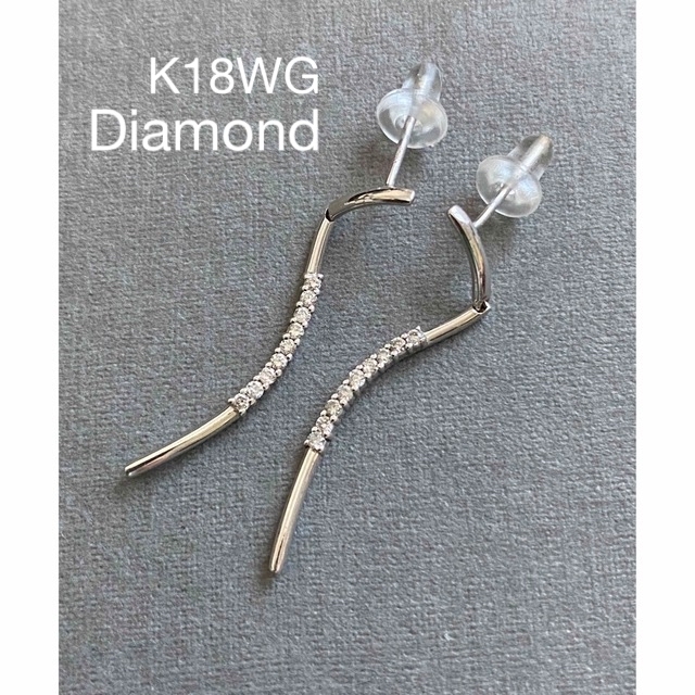 K18WG ダイヤモンド ピアス ノーブランド