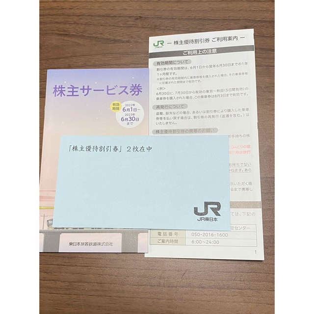 JR東日本株主優待割引券2枚　株主サービス券付き