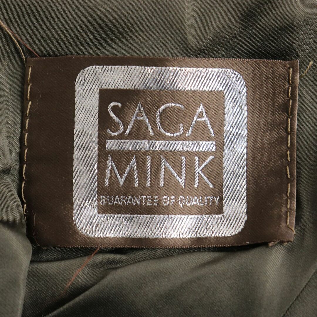 毛並み極美品●SAGA MINK サガミンク 裏地総柄 房付き 本毛皮大判ショール/ストール/ティペット ブラック 毛質艶やか・柔らか◎