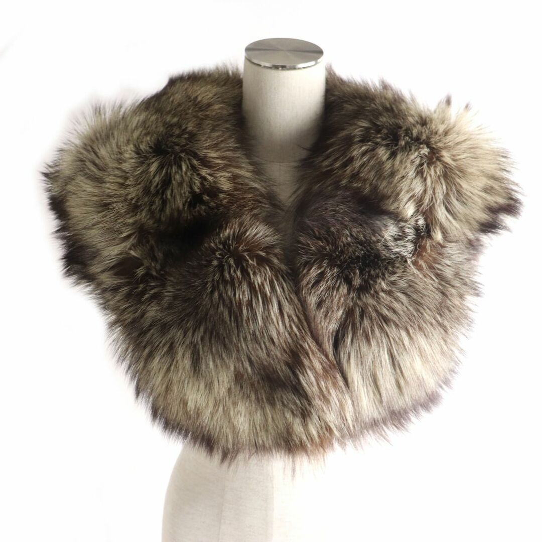 極美品 SAGA FURS サガファー フォックスストール グレーブラウン-