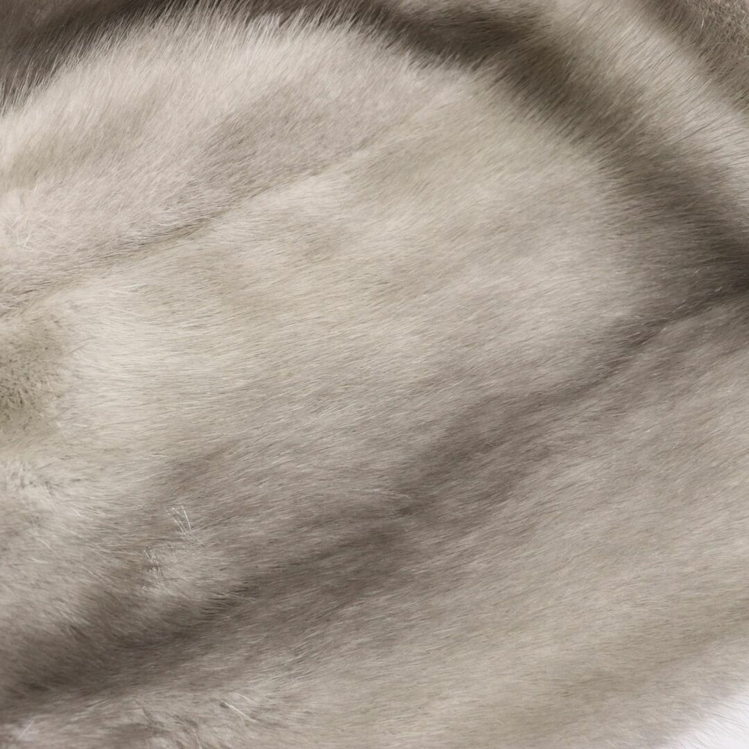 毛並み極美品★MINK　サファイアミンク　　本毛皮ショール/ストール　ライトグレー　毛質艶やか・柔らか◎