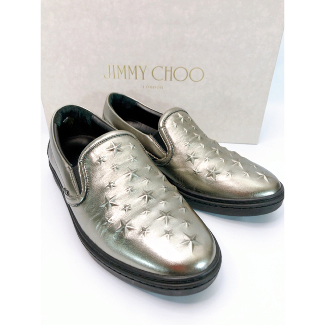 JIMMY CHOO GROVE レザースリッポン 25 ガンメタ