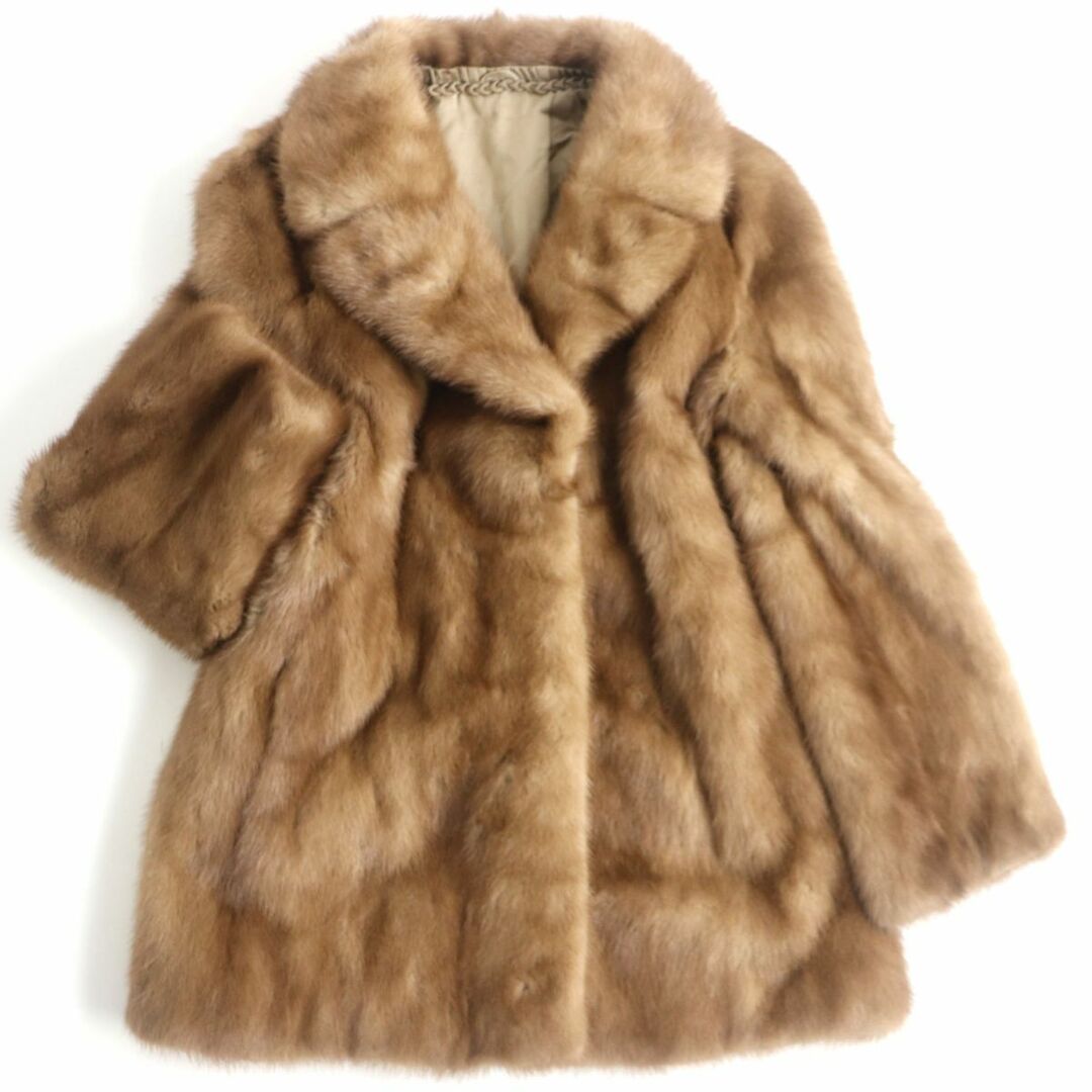 極美品◇MINK パステルミンク 本毛皮コート ライトブラウン 9 毛質艶や