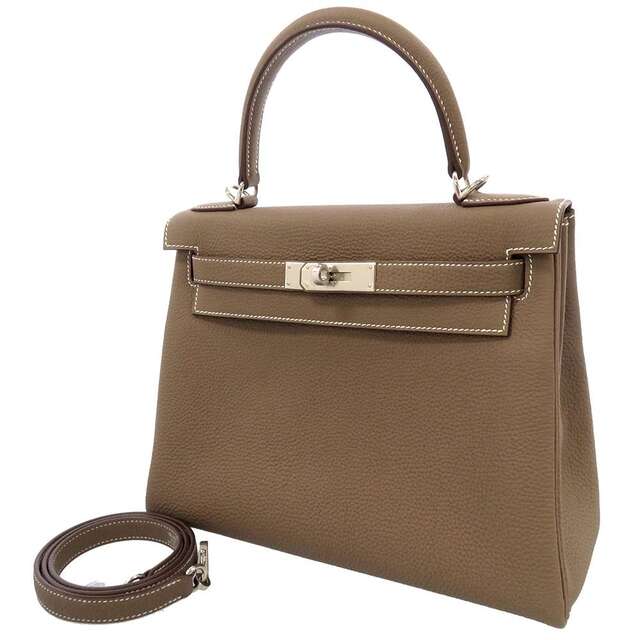 【1着でも送料無料】 ケリー28 ハンドバッグ エルメス - Hermes 内縫い 2wayバッグ Kelly U刻印 トゴ エトゥープ/シルバー金具 ハンドバッグ