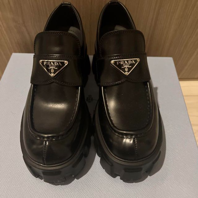魅力の PRADA PRADA三越銀座購入 モノリスブラックローファー - ブーツ
