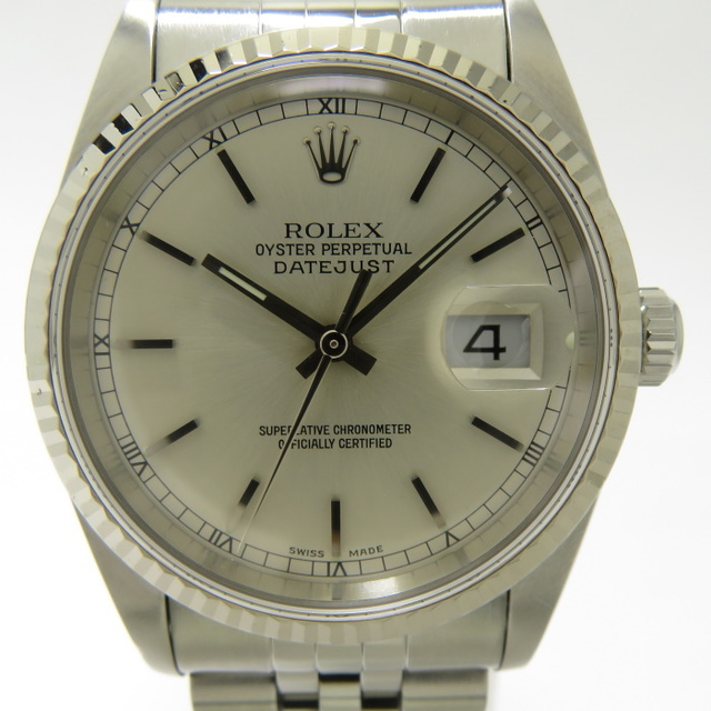 ROLEX デイトジャスト 自動巻き SS WG シルバー文字盤 P番