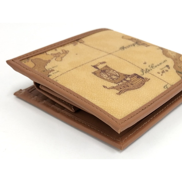 PRIMA CLASSE 二つ折り財布 地図柄 レザー キャメル 長財布 PRIMA CLASSE 二つ折り財布 地図柄 レザー キャメル 長財布