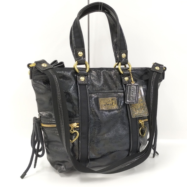 COACH - COACH ポピー 2WAY ショルダーバッグ レザー ブラック F20047 ...