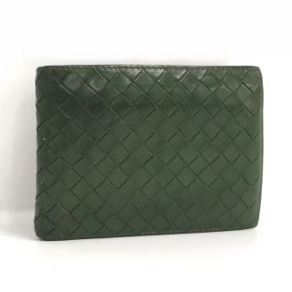 ボッテガヴェネタ(Bottega Veneta)のBOTTEGA VENETA イントレチャート 二つ折り財布 レザー グリーン(長財布)