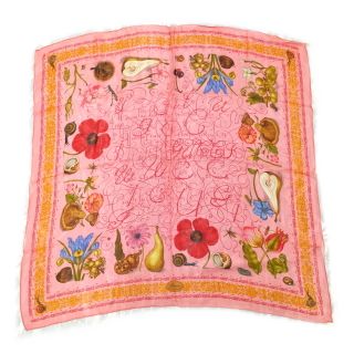 GUCCI - GUCCI スカーフ 大判 シルク フラワー フルーツ 昆虫 GUCCI - GUCCI スカーフ 大判 シルク フラワー フルーツ 昆虫