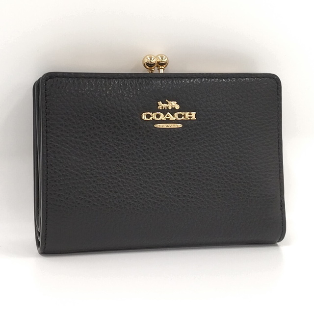 COACH がま口財布 レザー ブラック C8337