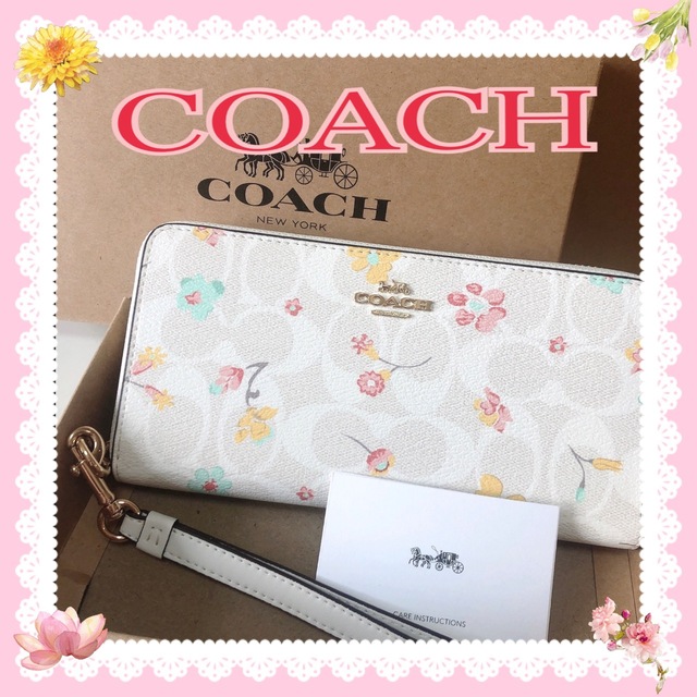 レディースCOACH 長財布 シグネチャー フローラルプリント