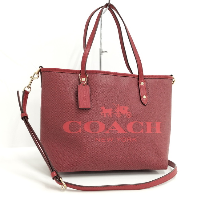 COACH 2WAY ショルダーバッグ PVC レッド F36588