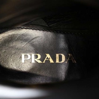 プラダ PRADA ブーツ エンジニアブーツ ショート ラムレザー レディース シューズ 靴 イタリア製 34(21cm相当) ブラック