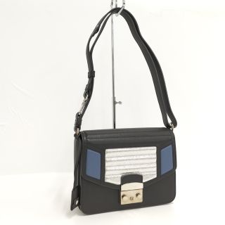 フルラ(Furla)のFURLA ショルダーバッグ レザー ブラック ネイビー シルバー(ショルダーバッグ)