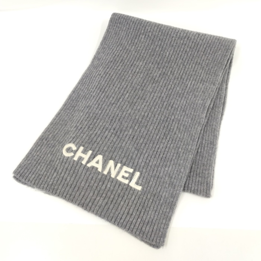 CHANEL マフラー カシミヤ グレーの格子