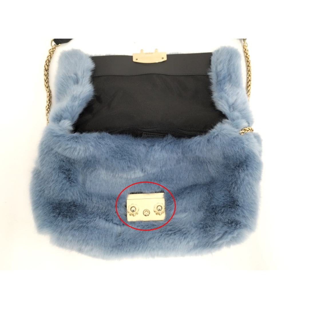 FURLA - FURLA チェーンショルダーバッグ ファー ブルーの通販 FURLA - FURLA チェーンショルダーバッグ ファー ブルーの通販