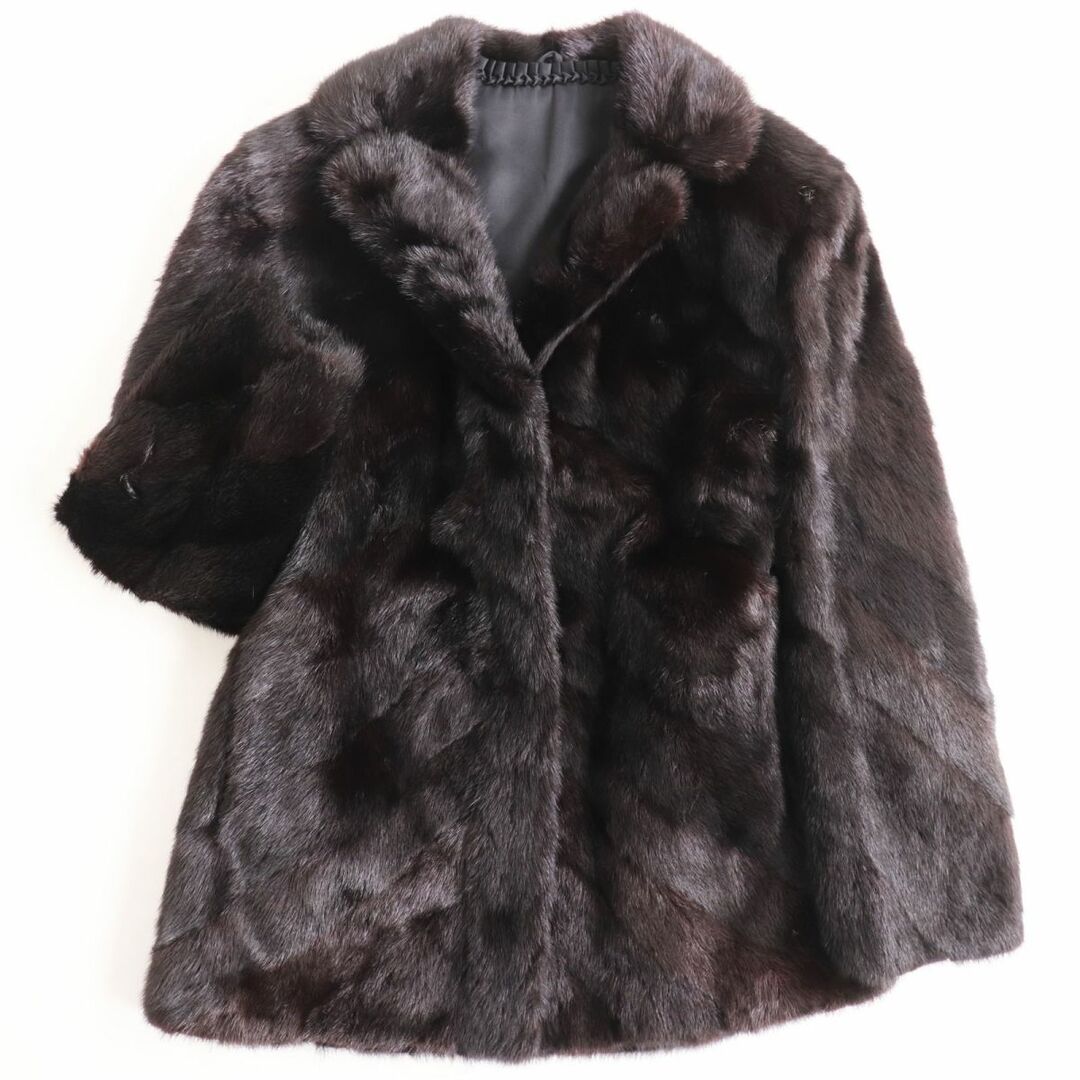 美品○MINK ミンク 本毛皮ショートコート ジャケット ダークブラウン