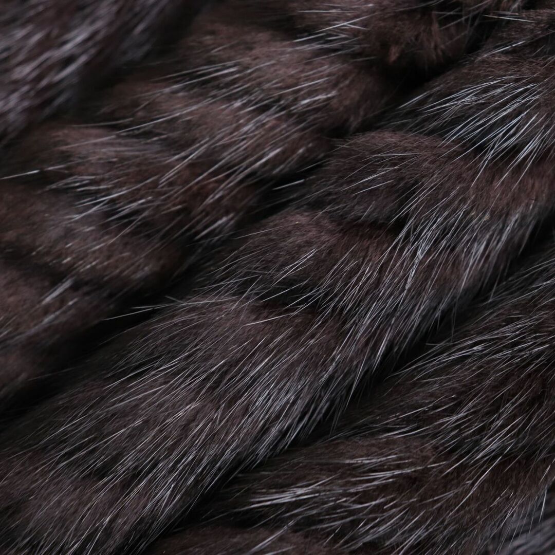 極美品●SAGA MINK サガミンク デザイン 本毛皮ショートコート ジャケット ダークブラウン 11号 毛質艶やか・柔らか◎ 3