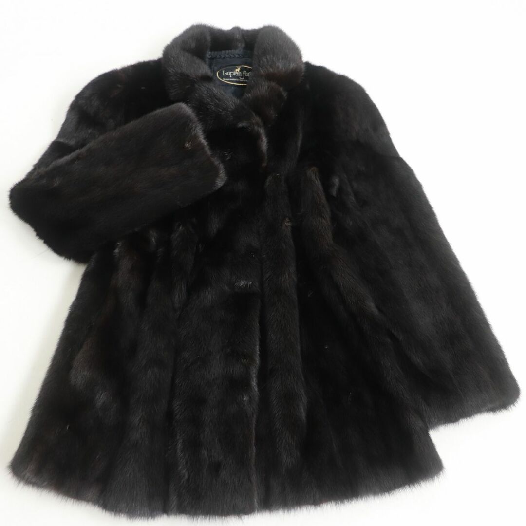 極美品★LUPIAN FUR　ルピアンファー　MINK　ミンク　逆毛　本毛皮コート　ダークブラウン　15号　毛質艶やか・柔らか◎約83cm肩幅