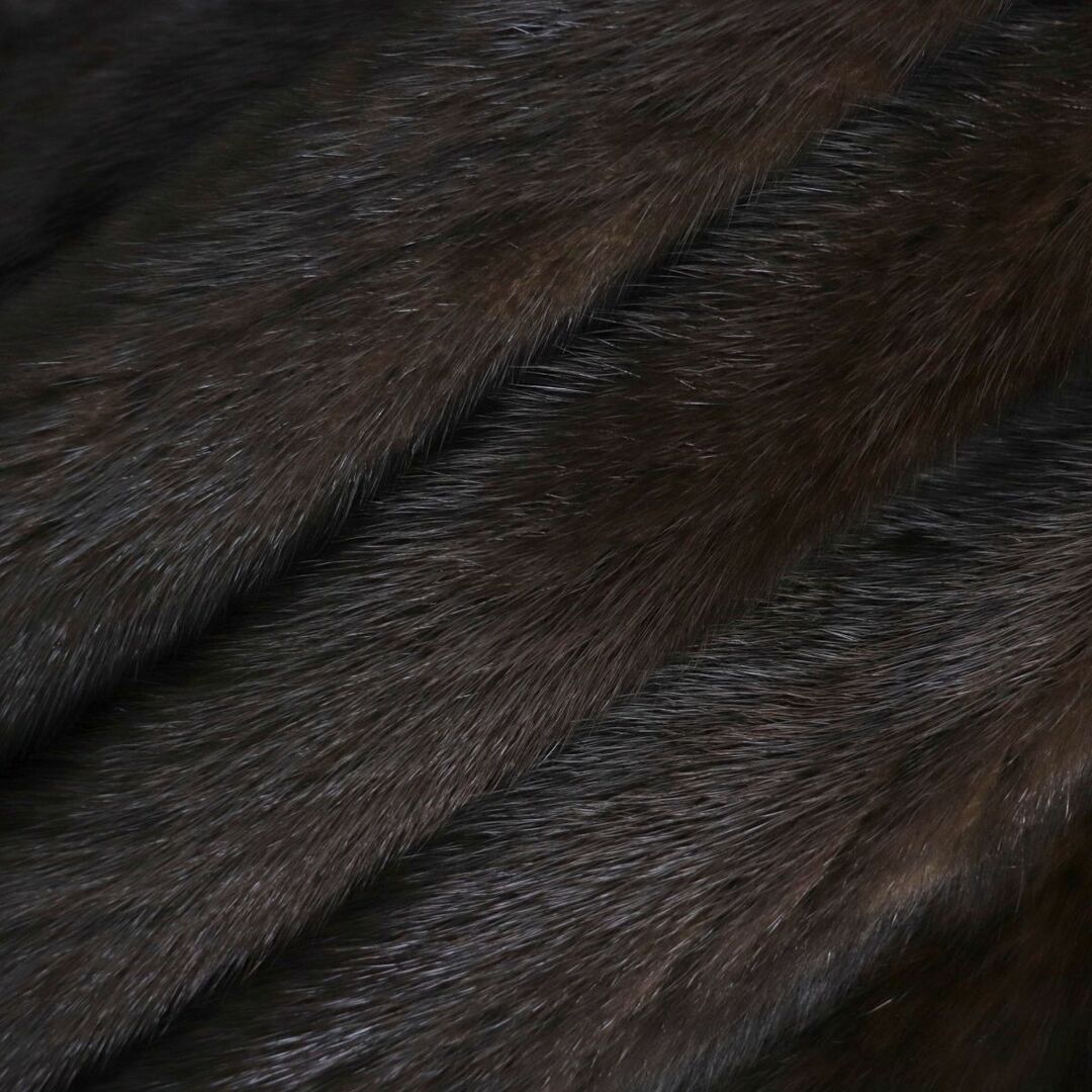 極美品◇MINK ミンク 裏地花柄刺繍入り 本毛皮コート ダークブラウン
