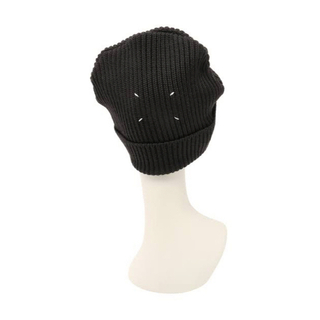 マルタンマルジェラ(Maison Martin Margiela)の新品 メゾン マルジェラ ニット帽 4ステッチ リブ ニットキャップ  ブラック(ニット帽/ビーニー)