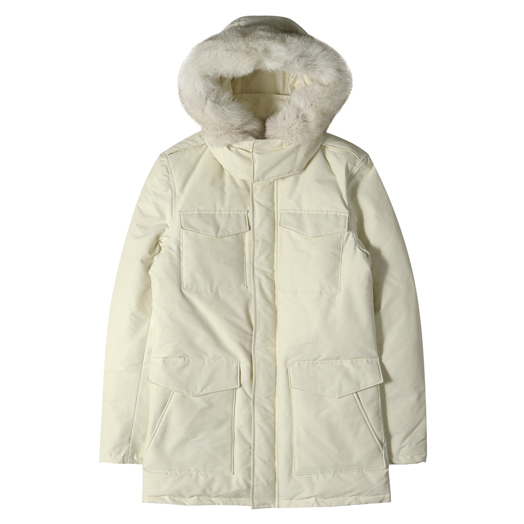 AKM エーケーエム ジャケット フォックスファーフード付き ハイネック ダブルジップ ダウンジャケット M-65 HOODED DOWN 17AW アイボリー S 日本製 アウター コート ブルゾン 【メンズ】