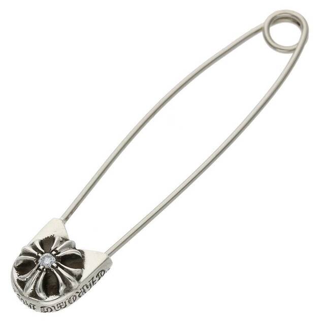 日本人気超絶の Chrome Hearts クロムハーツ SAFETYPIN LG 1DIA/ラージセーフティピン 1ダイヤ/シルバーネックレストップ  メンズ ネックレス