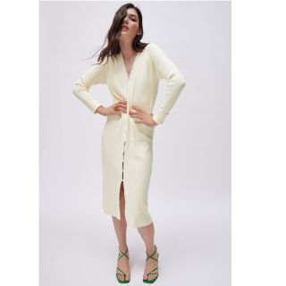 ザラ(ZARA)のZARA　ロングリブニットカーディガン(カーディガン)