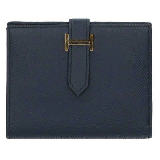 エルメス(Hermes)のエルメス ベアンコンパクト Z刻印 G金具 ヴォーエプソン ブルーインディゴ財布 メンズ(財布)