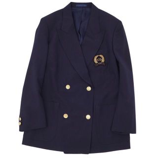 クリスチャンディオール(Christian Dior)の美品 Vintage クリスチャンディオール Christian Dior ジャケット ブレザー ウール ロゴ エンブレム ワッペン アウター レディース M ネイビー(テーラードジャケット)