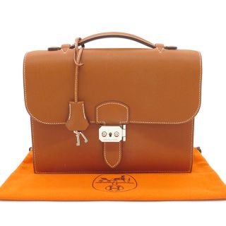 HERMES エルメス  サックアデペッシュ 34 ビジネスバッグ  トゴ   ブラウン系   ブリーフケース 書類鞄 【本物保証】