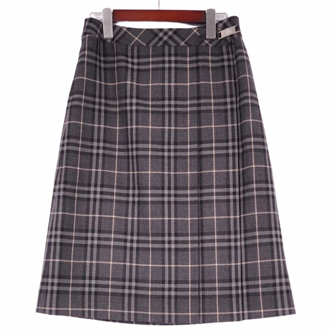 BURBERRY(バーバリー)の極美品 バーバリー ロンドン BURBERRY LONDON スカート ひざ丈 ウール チェック ボトムス 40(M相当) グレー レディースのスカート(ひざ丈スカート)の商品写真