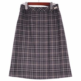 バーバリー(BURBERRY)の極美品 バーバリー ロンドン BURBERRY LONDON スカート ひざ丈 ウール チェック ボトムス 40(M相当) グレー(ひざ丈スカート)