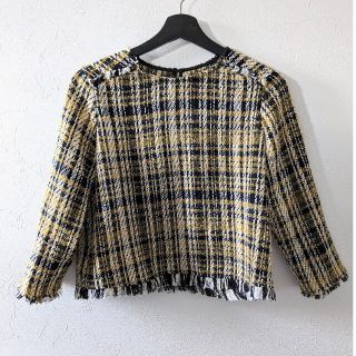 ザラ(ZARA)の美品　ツイードトップス　ザラ　ZARA　フリンジ　春服(シャツ/ブラウス(長袖/七分))