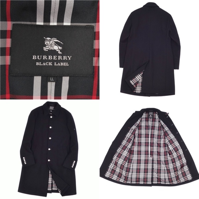 美品 バーバリー ブラックレーベル BURBERRY BLACK LABEL コート ステンカラーコート バルマカーンコート 裏チェック アウター  メンズ LL ブラック