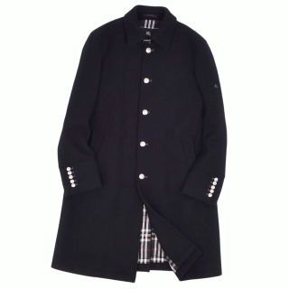 バーバリーブルーレーベル(BURBERRY BLUE LABEL)の美品 バーバリー ブラックレーベル BURBERRY BLACK LABEL コート ステンカラーコート バルマカーンコート 裏チェック アウター メンズ LL ブラック(ステンカラーコート)