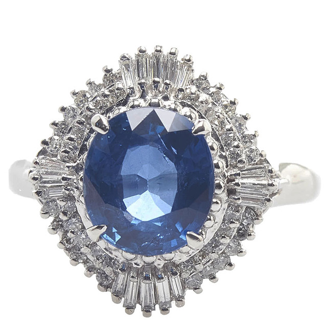 人気沸騰】 美品 Pt900 プラチナ リング 指輪 サファイヤ 2.96ct