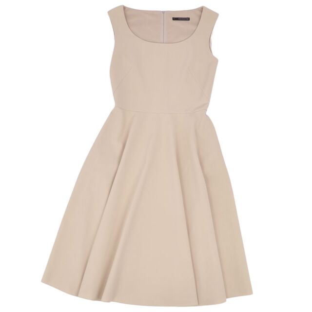 美品 フォクシー ニューヨーク FOXEY NEW YORK ワンピース ドレス ノースリーブ フレア ジップアップ トップス レディース 40(M相当) ベージュ | フリマアプリ ラクマ