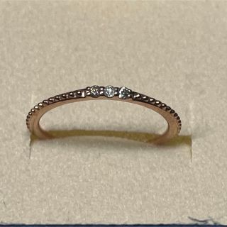 良品/thin ring(細い指輪)/天然ダイヤ3石/K10ピンクゴールド(リング(指輪))