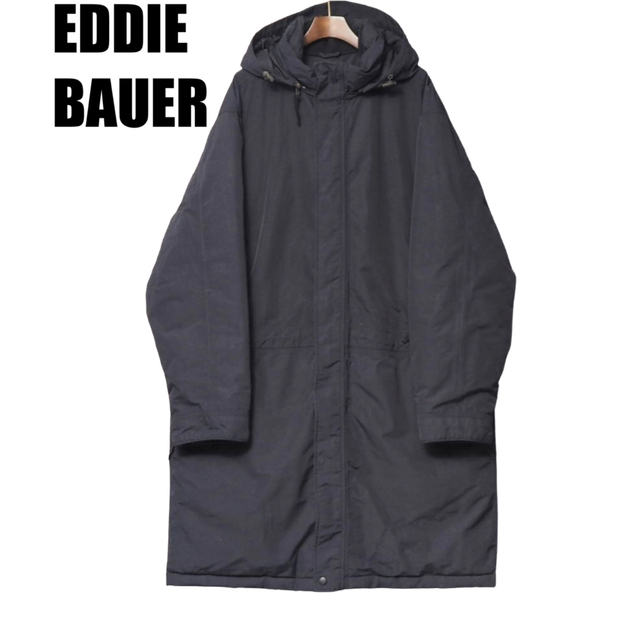 ダウンジャケットEDDIE BAUER ダウンコート　グースダウン　モッズコート　ブラック