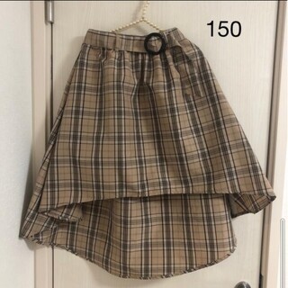 シマムラ(しまむら)のチェック柄テールスカート150 共布ベルト(スカート)