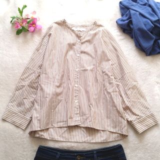 スピックアンドスパン(Spick & Span)の美品♡spick and span ストライプシャツ 日本製 コットン100%(シャツ/ブラウス(長袖/七分))