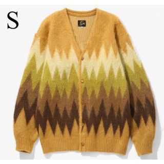 ニードルス(Needles)のNEEDLES 22AW モヘアカーディガン ジグザグ イエロー Sサイズ　新品(カーディガン)