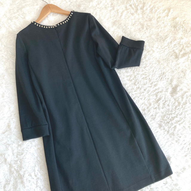 美品✨ 23区 ビジュー付きワンピース O’Jersey ストレッチ素材 M 黒