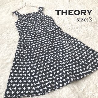 セオリー(theory)の美品✨　Theory  セオリー　エプロンワンピース　Aライン　レース　膝丈(ひざ丈ワンピース)