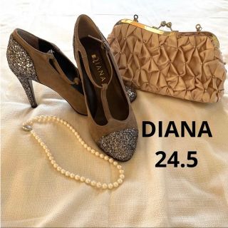 ダイアナ(DIANA)の美品◎ダイアナ　パンプス　グリッター　ラメ　スウェード　24.5(ハイヒール/パンプス)