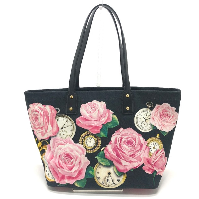 ドルチェアンドガッバーナ DOLCE&GABBANA フラワー 花柄 トートバッグ キャンバス/レザー ブラックトートバッグ