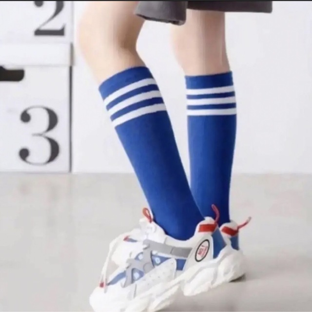 ENDO SOCKS 踵跡ないフリーサイズ　履き口ホワイトボーダーライン子供靴下 キッズ/ベビー/マタニティのこども用ファッション小物(靴下/タイツ)の商品写真