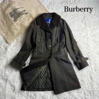 BURBERRY BLUE LABEL - BURBERRY BLUE LABEL ファー付きウールコートの